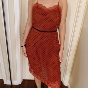 Free people Margot floral dress and polka dot slip